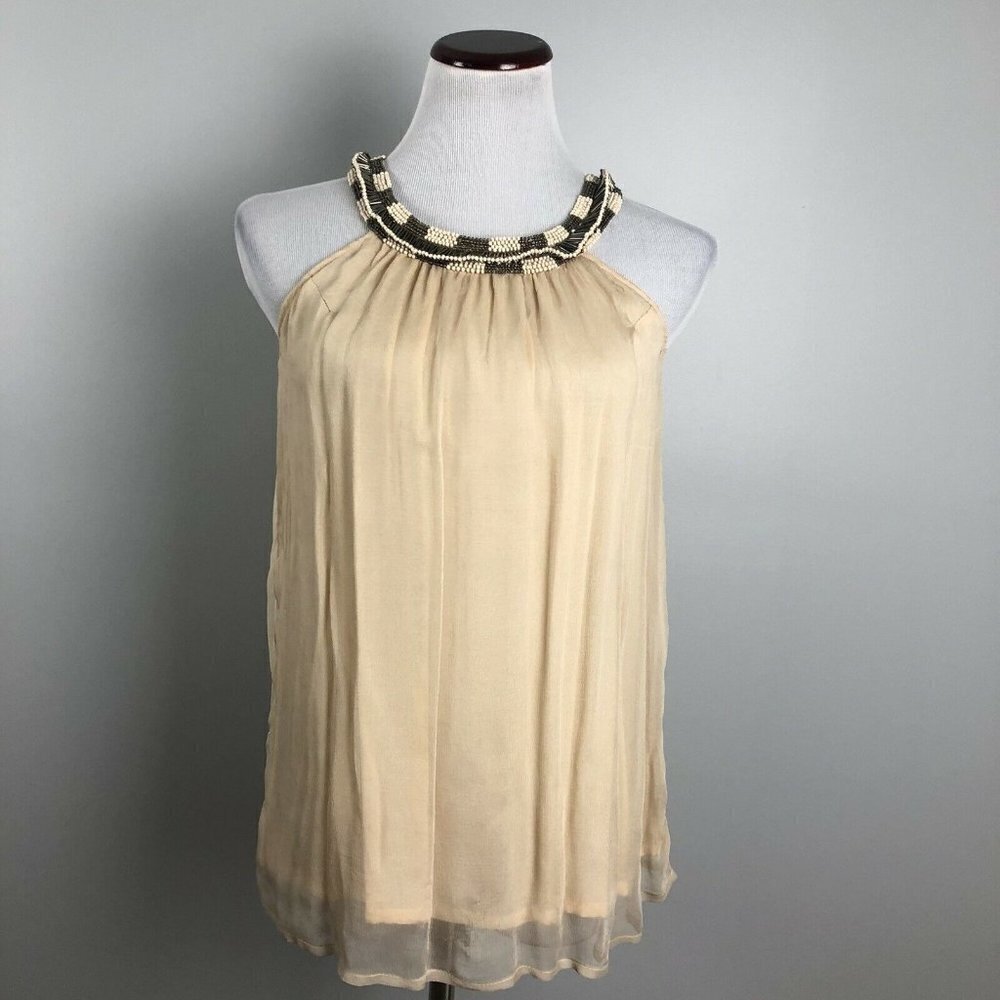 Guido Lombardi Beaded Sleeveless Blouse Size‎ Medium Flowy NWT